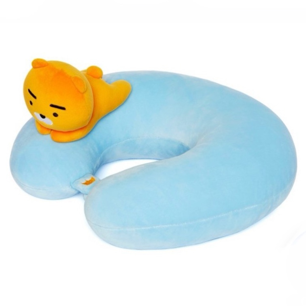 Plush Neck Pillow KAKAO FRIENDS RYAN with Orange Bear Accent